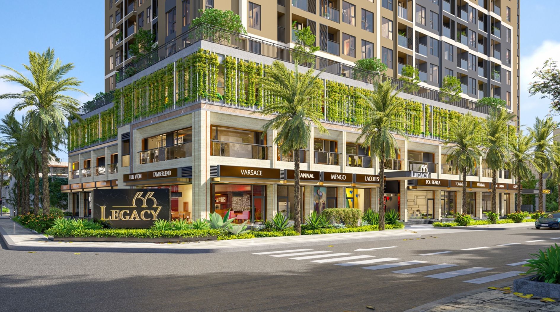 Phối cảnh khối đế shophouse thương mại dự án Legacy 66